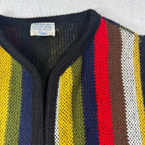Sears Sweaters - Vintage Sears Sweater Color Stripe Knit Fringe Knit Vest 60s 70s Brady Bunch